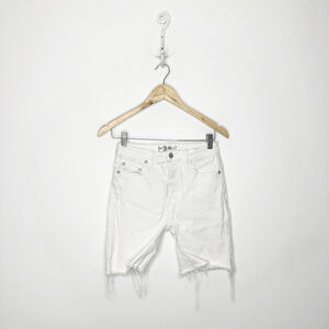 FREE PEOPLE Avery DENIM BERMUDA SHORT white cotton blend womens size 26